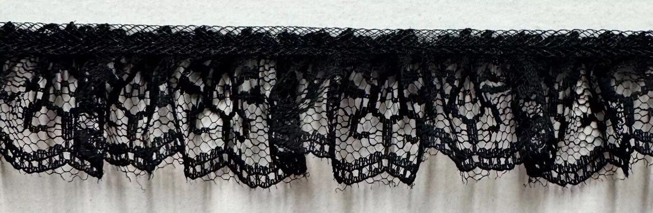 1" Ruffled Gathered Lace Trimming - 12 Continuous Yards! - Color Options!